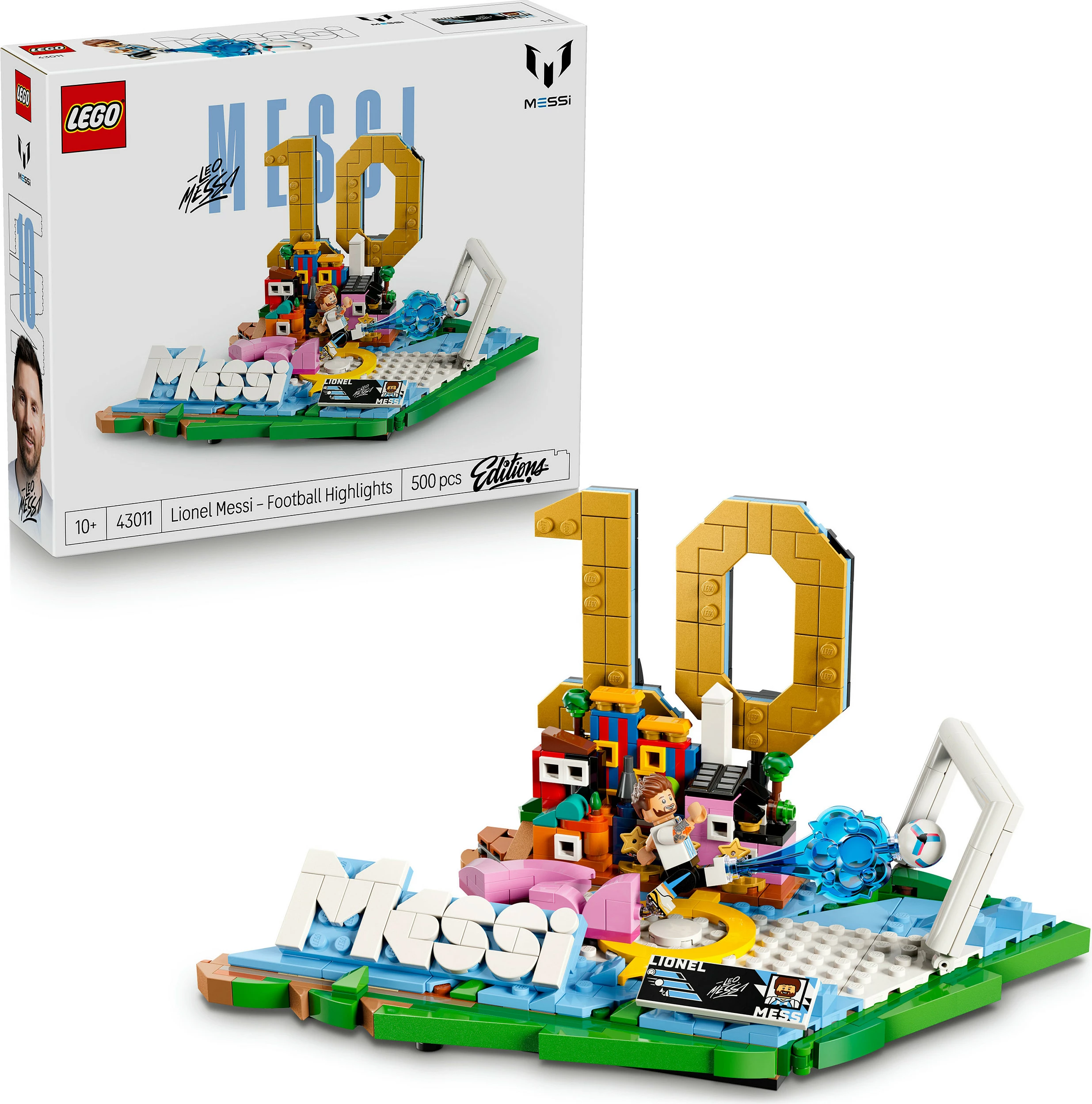 Set ndërtimi LEGO 43011 Lionel Messi Football Highlights, 500 copë, multikolor