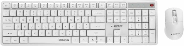Tastierë dhe mi pa kabllo Gembird Silent Key Pro Business, të bardha, set