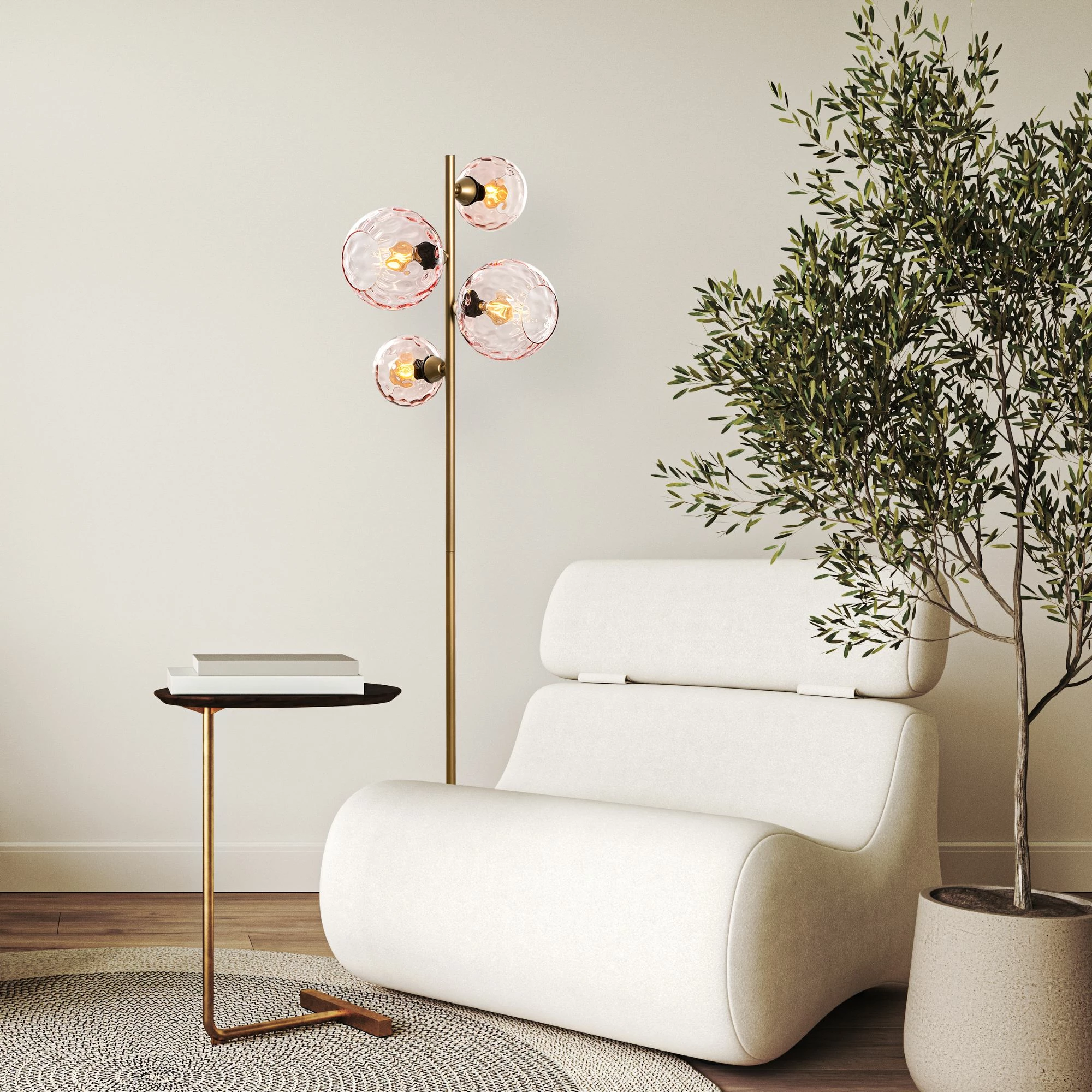 Llambë dyshemeje Opviq, rozë dhe ari, Benek - 20 - 15 - 14523, 35x35x165 cm