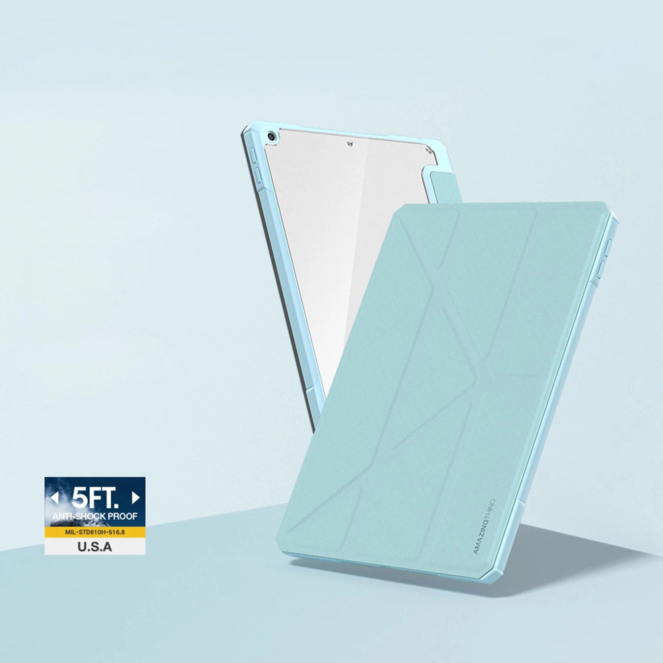 Mbështjellës folio AmazingThing Titan Pro për iPad Air 11" (M3, 2025/7 gen), kapak magnetik-stendë, mbajtës Apple Pencil me karikim, shpinë transparente, ngjyrë blu