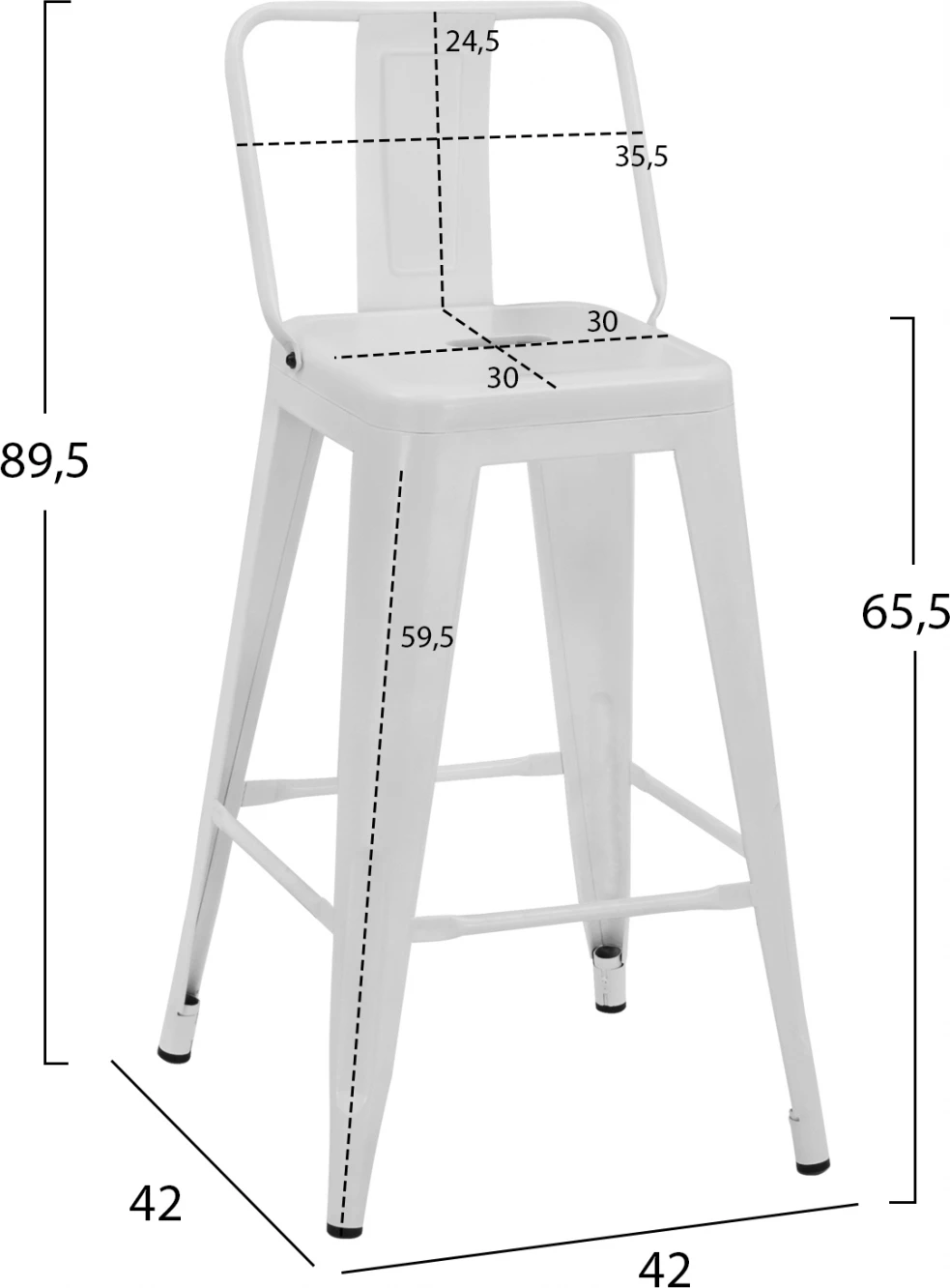 Karrige për bar mesatare Melita FH8574.31, 42x42x89.5 cm, e bardhë