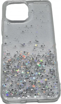 Mbështjellës ONASI Sparkle Glitter për Samsung Galaxy A25, silikon me yje/glitter, transparent