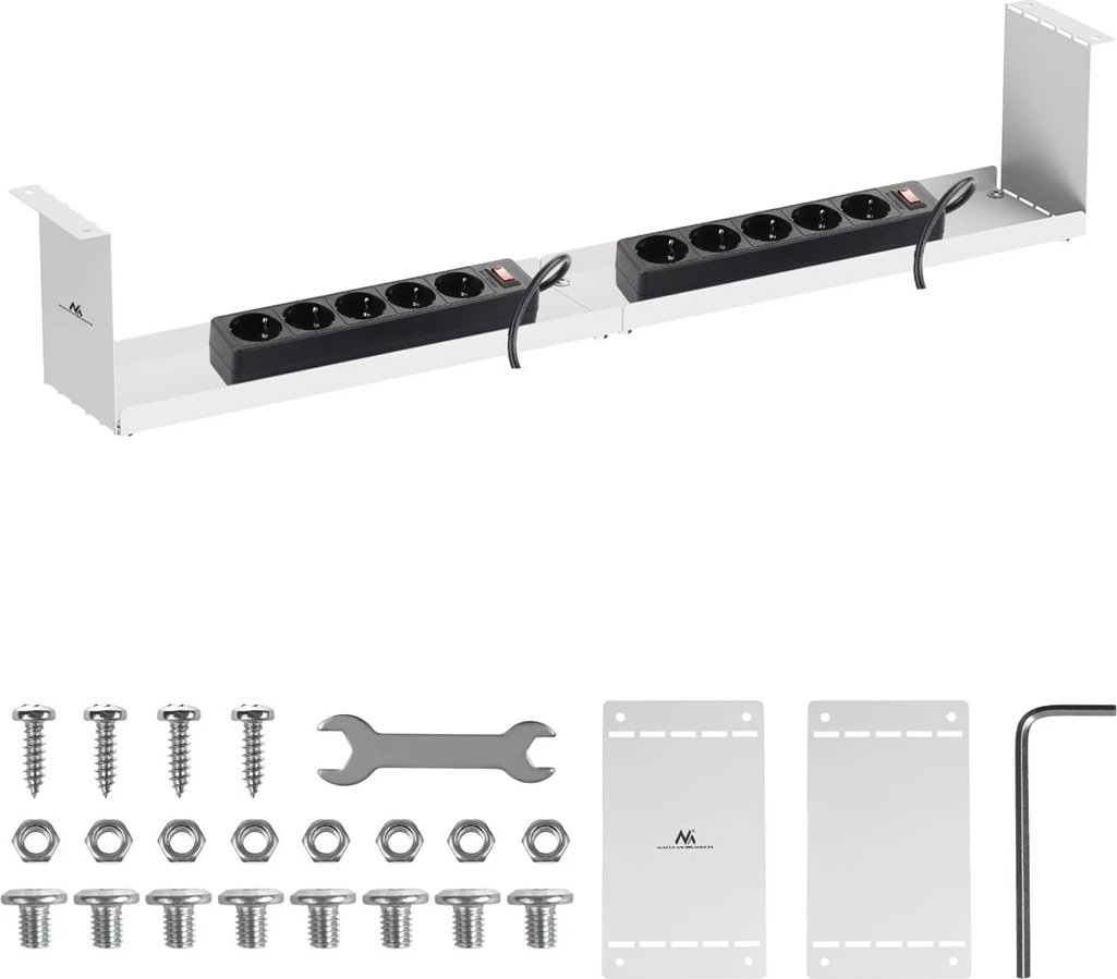 Organizues kabllosh nën tavolinë Maclean MC-107 W, çelik, i bardhë