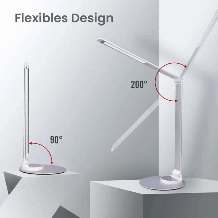 Llambë tavoline LED, TAOTRONICS TT-DL22, ultra slim, 10 W, me USB, argjend