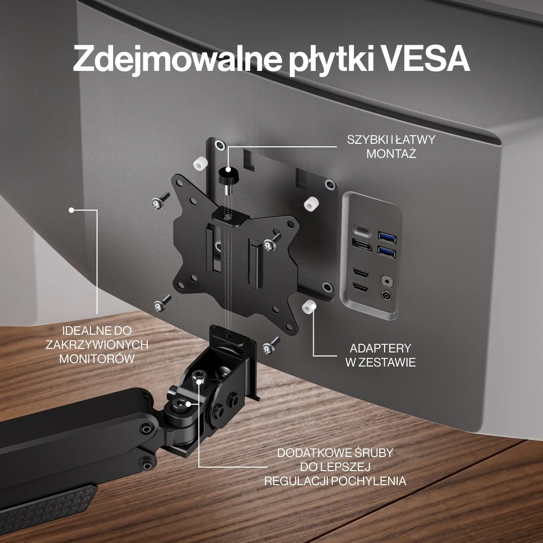 Mbajtës monitori Endorfy Atlas GS Pro Double, për 2 ekrane, i zi