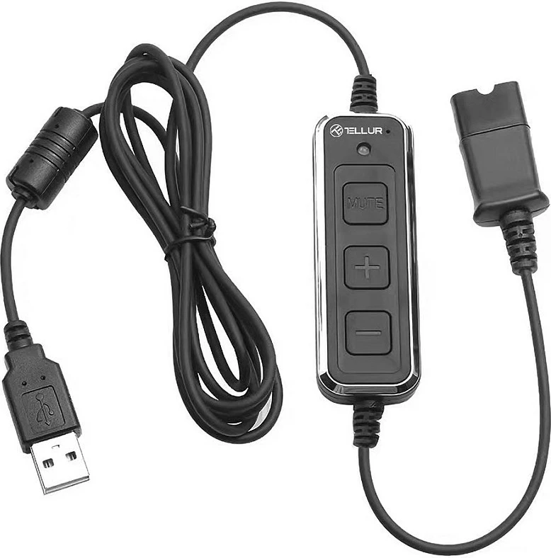 Kufje me mikrofon Tellur Voice 520N, USB, kabllo 2.2 m, të zeza