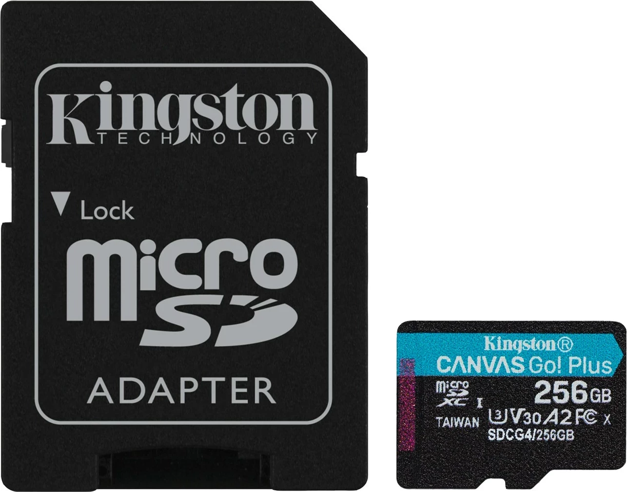 Kartelë microSDXC Kingston Canvas Go Plus Gen4 256GB me adapter, Turkuaz
