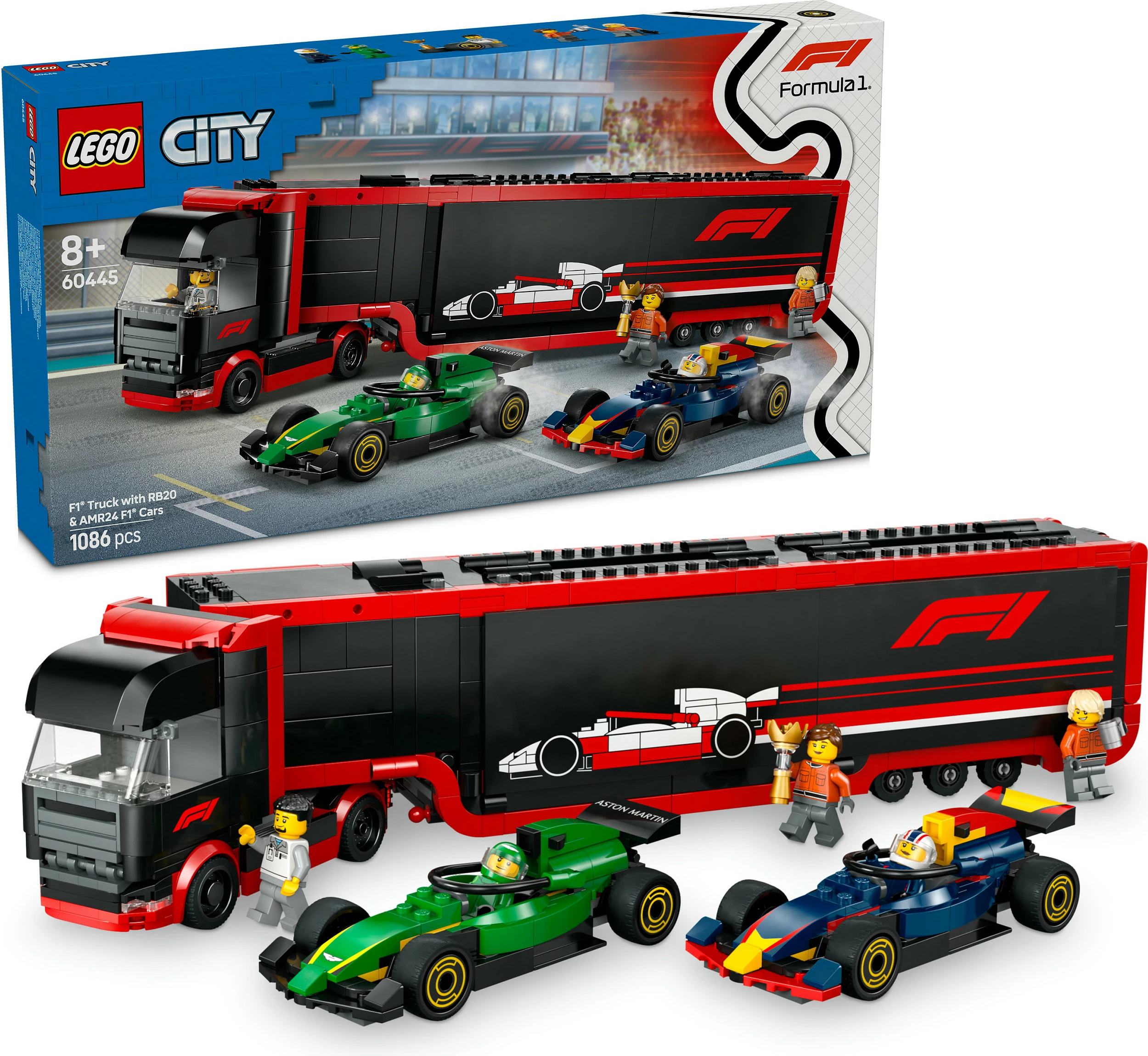 Set ndërtimi LEGO F1 kamion me RB20 & AMR24, 1086 pjesë, plastikë, shumëngjyrësh