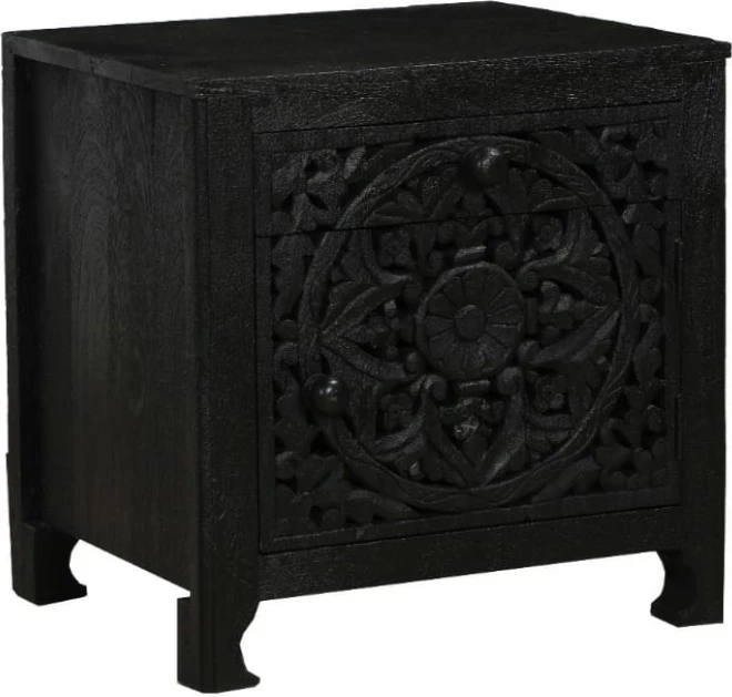 Komodinë Volcano, një derë, një sirtar, ngjyrë e zezë, 50x40x50cm