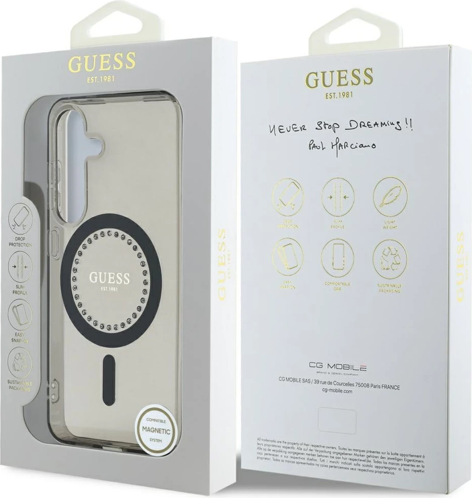 Mbështjellës Guess për Samsung Galaxy S25, MagSafe, i zi