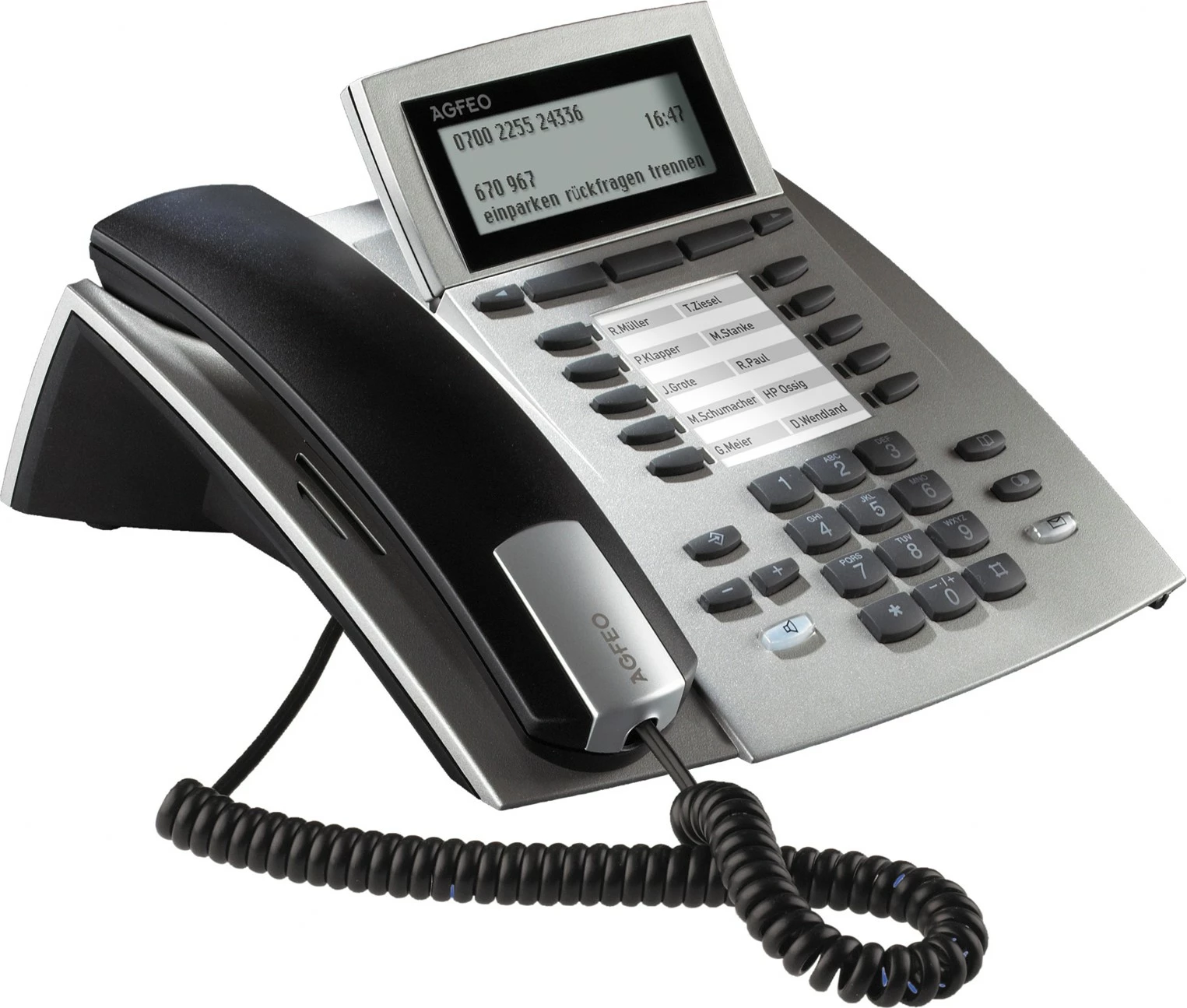 Telefon IP AGFEO ST 42, Silver, Wired handset, Desk/Wall