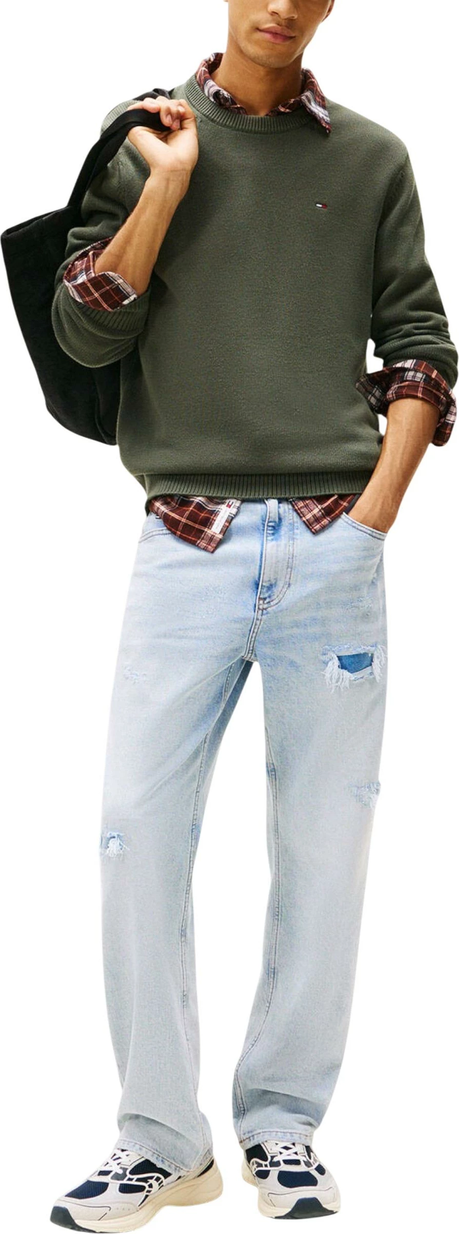 Xhemper për meshkuj Tommy Hilfiger Jeans TJM Slim Ess DM0DM21787, i gjelbër ulliri [Madhësia: S]