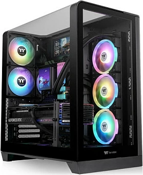 Kasë Thermaltake View 390 TG, Midi Tower, ATX/micro ATX/Mini-ITX, xham i temperuar, USB-C, e zezë