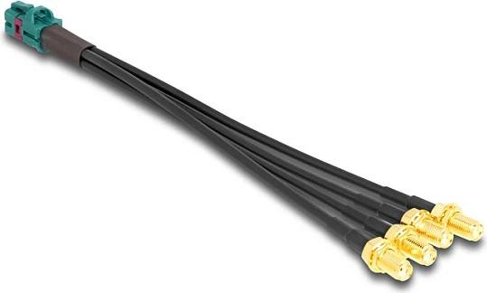 Kabllo DeLOCK Mini FAKRA Z (quad) në 4x SMA A-Type Premium, 0.2 m, 20 GHz, 50 Ω, e zezë