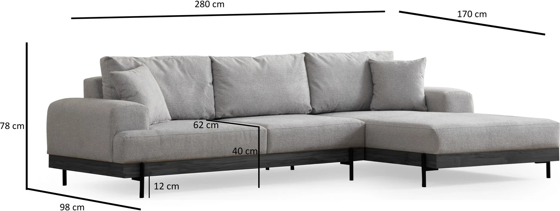 Këndore Atelier del Sofa, gri, e djathtë