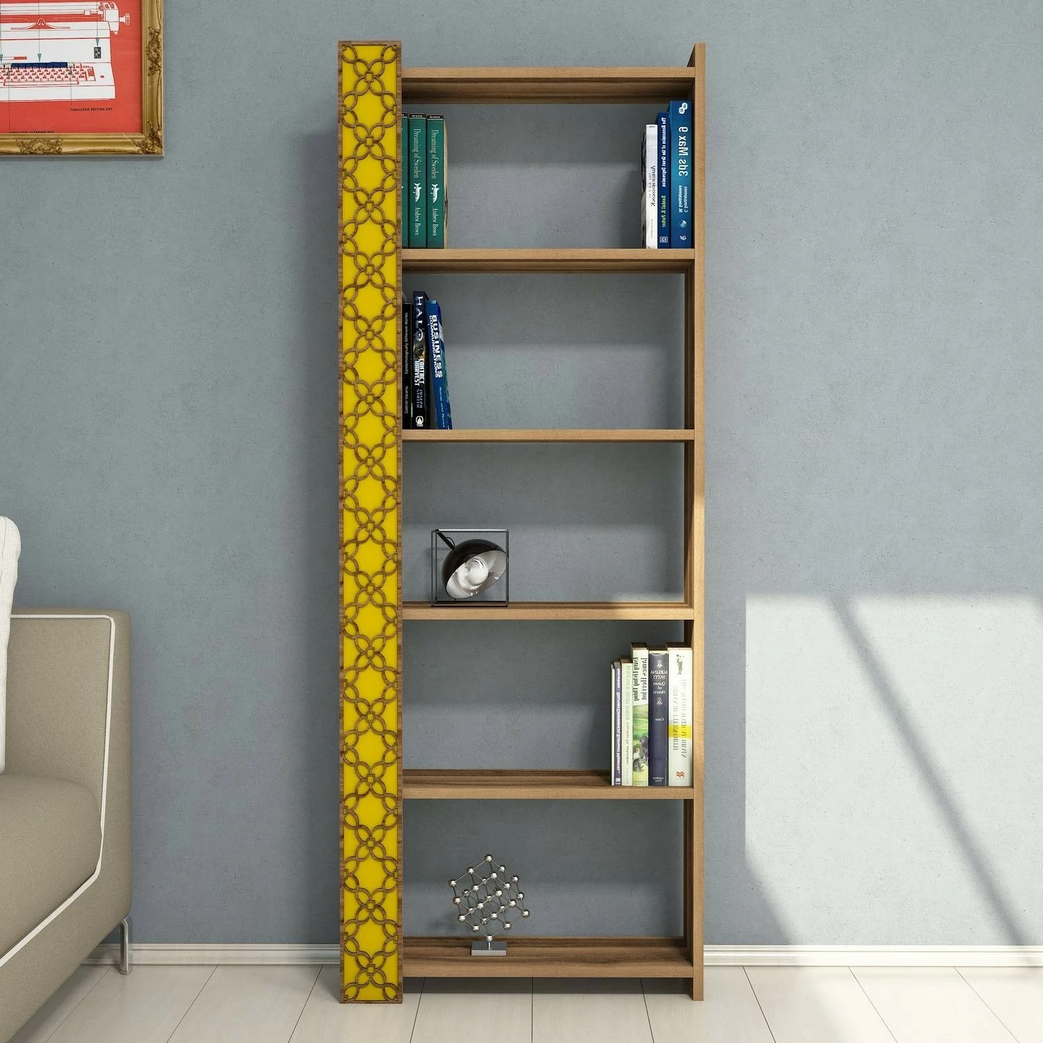 Raft librash Hanah Home City, ngjyrë arre dhe e verdhë