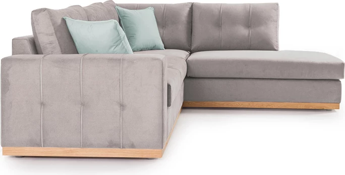 Kënd divani Boston këndi majtë, pëlhurë, ngjyrë elefant-ciel, 280x225x90cm