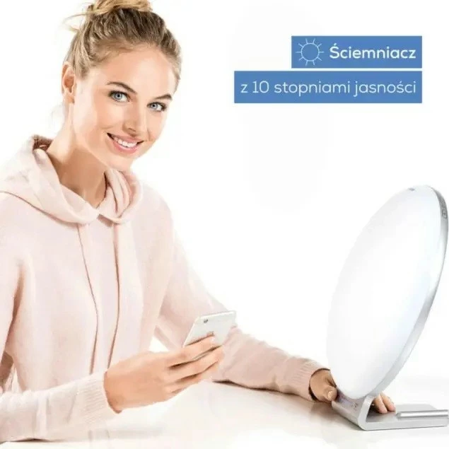 Lampë dite, Beurer TL100, 10000 lux, timer LED, 10 nivele ndriçimi, diametër 33.4 cm, Silver/White