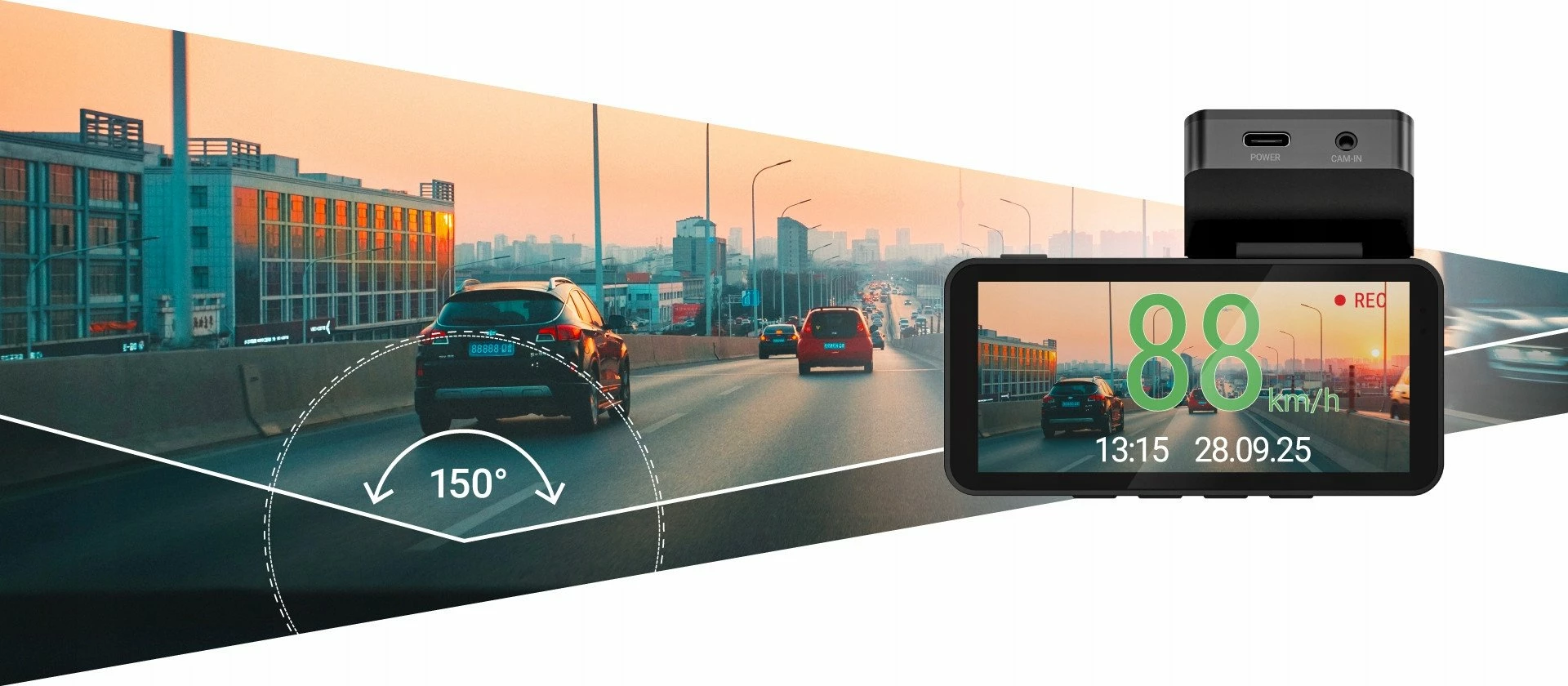 Kamerë regjistruese për veturë Navitel R87 GPS 2.7K, 150°, 3.7\", Wi‑Fi, microSD deri 256GB, e zezë/argjendtë