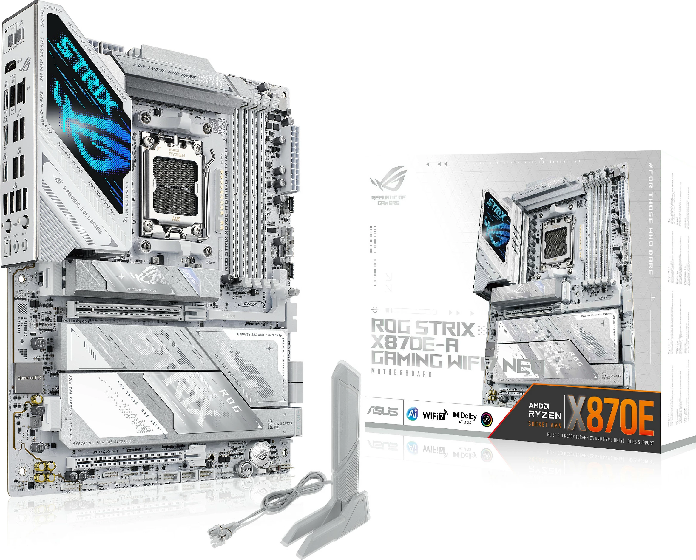 Pllakë amë ASUS ROG STRIX X870E-A Gaming WiFi 7, Socket AM5, DDR5 256GB, ATX, e bardhë