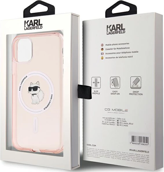 Mbështjellës Karl Lagerfeld IML Choupette MagSafe për iPhone 11/XR, rozë