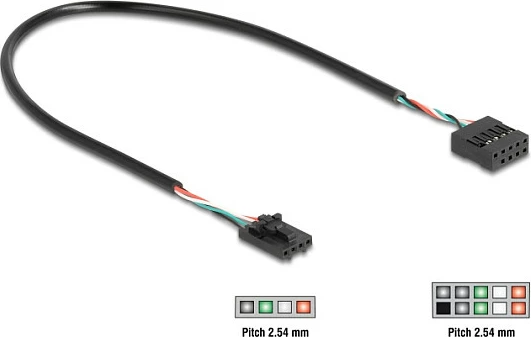 Kabllo DeLOCK USB 2.0 header 4-pin në 10-pin, 30 cm, e zezë
