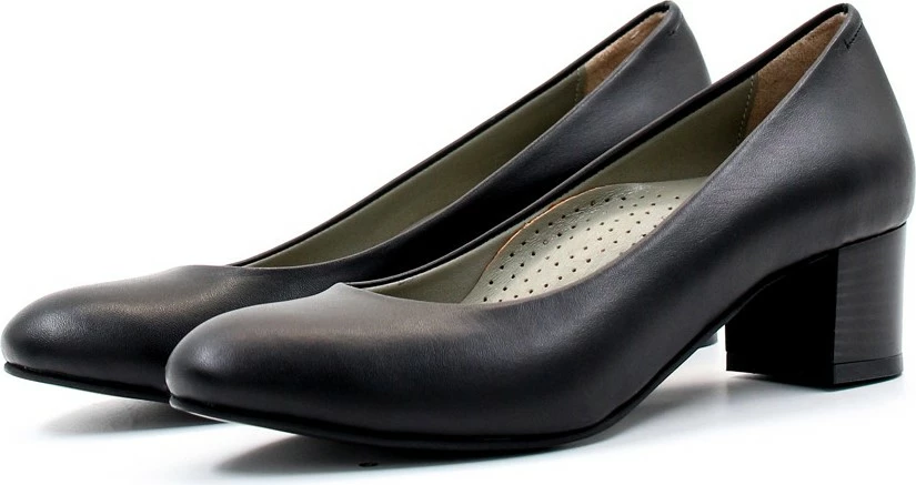 Këpucë me taka të trasha Fast Step femra, të zeza