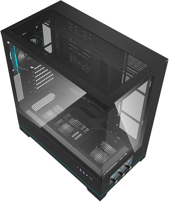 Kasë Darkflash DY451 PRO, Midi Tower, ARGB, panel xhami, e zezë, me 1 ventilator