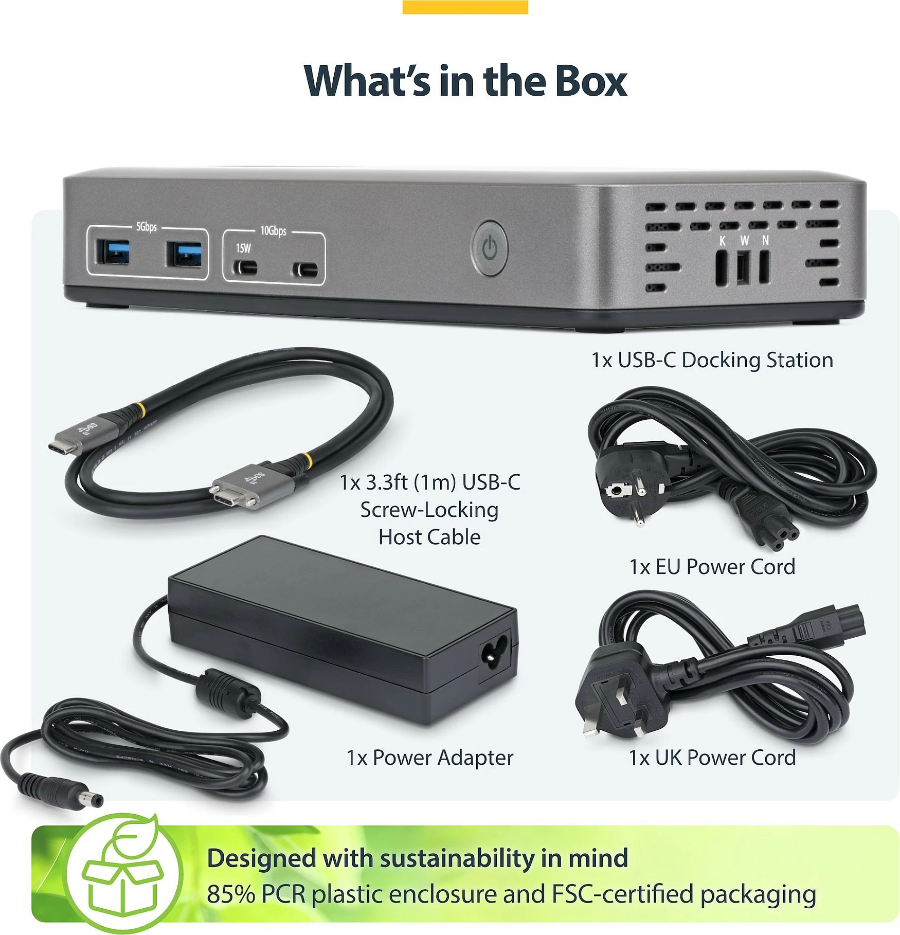 Docking station StarTech 199UE-USBC-DOCK, USB-C, HDMI + DisplayPort, 4K, Gigabit Ethernet, 10Gbps, gri