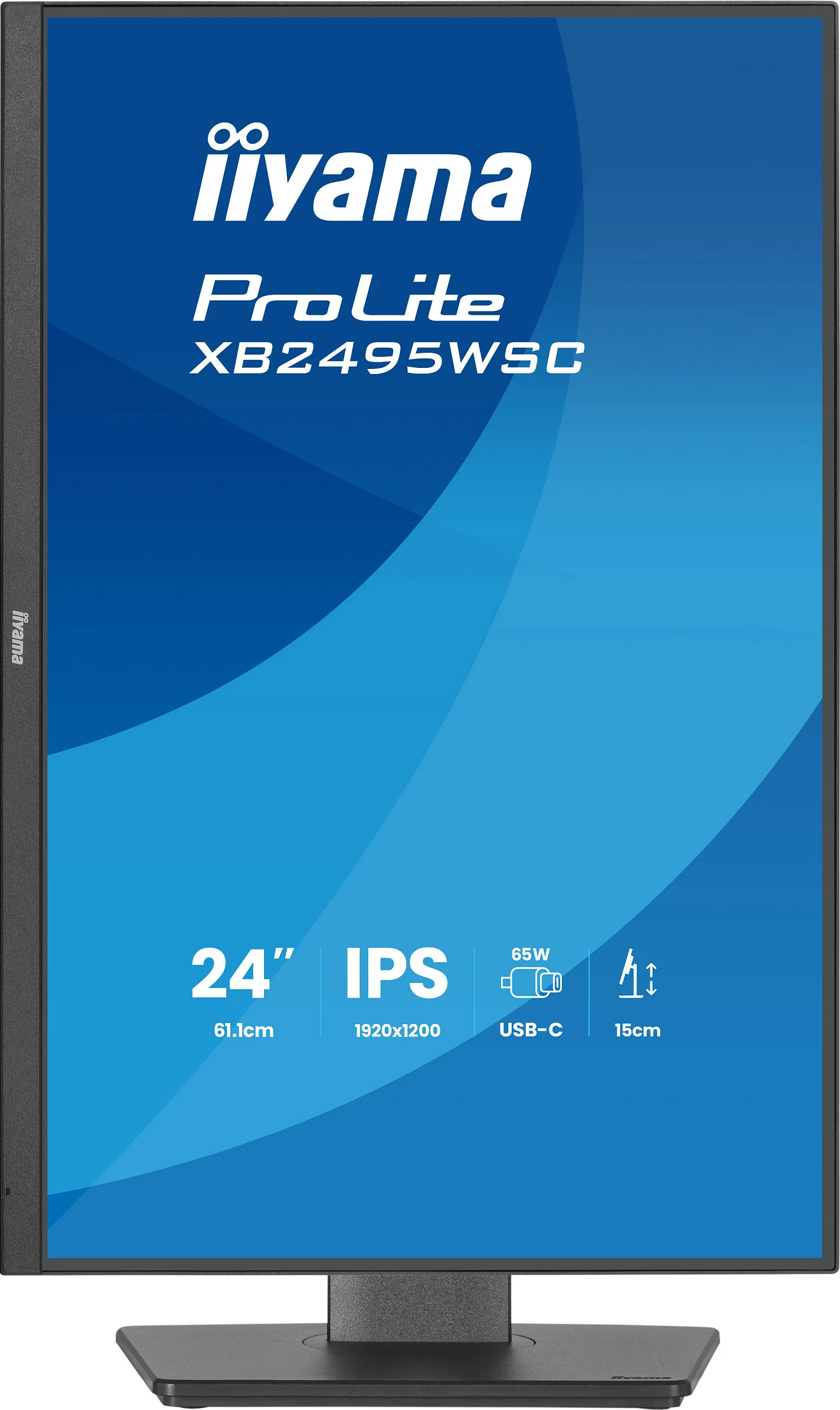 Monitor iiyama ProLite XB2495WSC-B1, 24.1" WUXGA IPS, 100Hz, USB-C 65W, Pivot, i zi