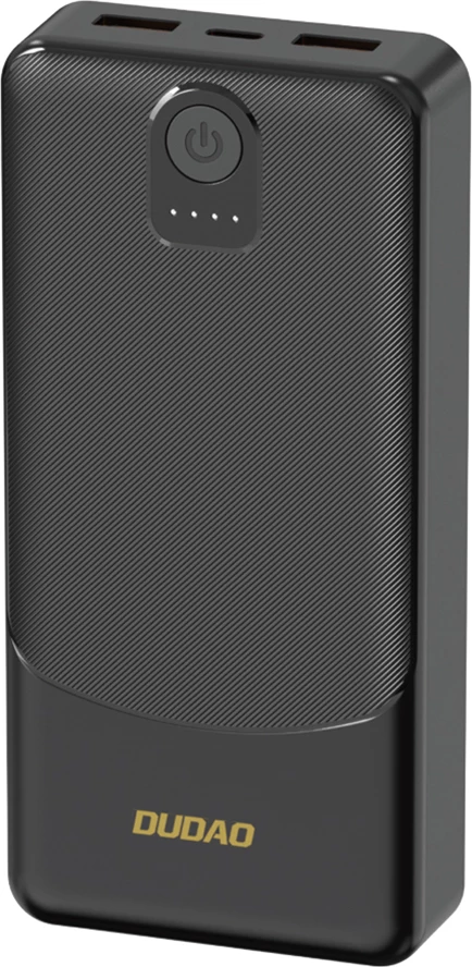 Powerbank Dudao K10 10000mAh, 2 x USB-A 2.4A, 12W, hyrje USB-C, e zezë