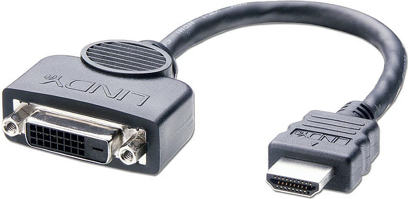 Kabllo adapter Lindy DVI-D Female në HDMI Male, 0.2m, e zezë