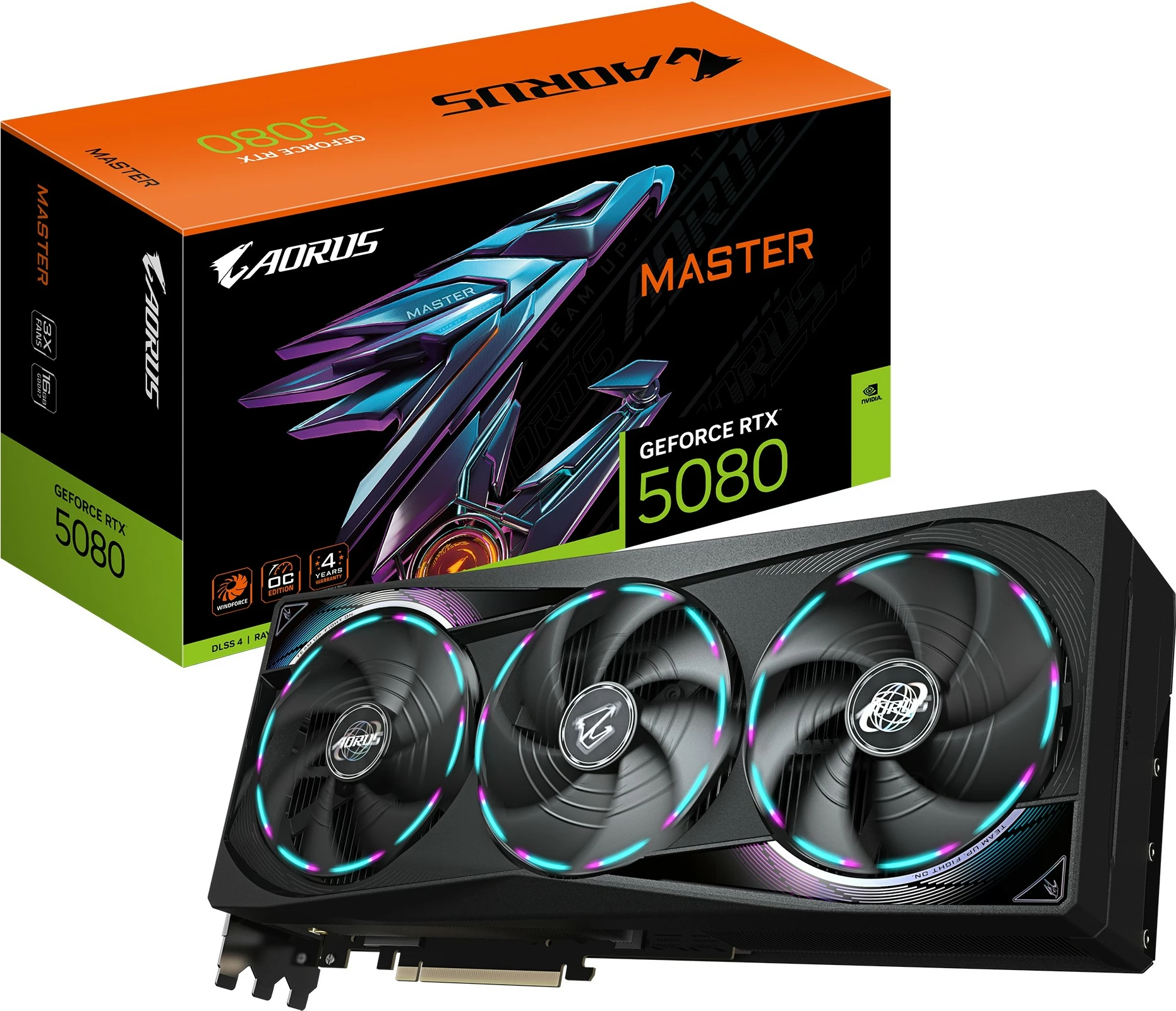 Kartelë grafike Gigabyte Aorus Master RTX 5080, 16GB GDDR7, 3Fan, e zezë