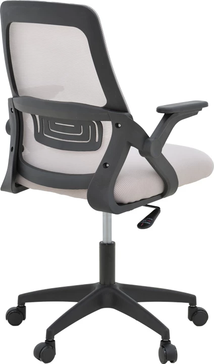 Karrige zyre Reji, material rrjetë, ngjyrë gri-bezhë, kornizë e zezë, 58x60x89-99cm