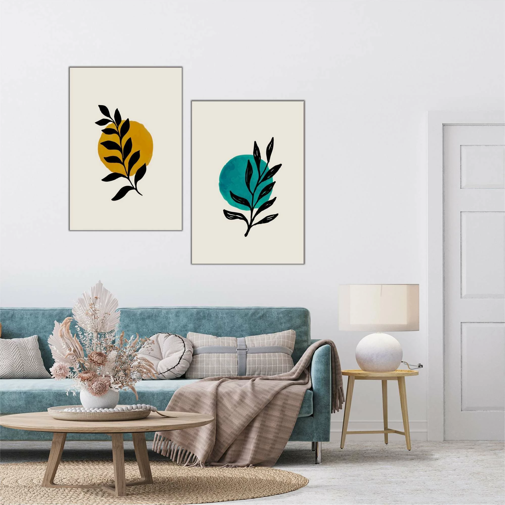 Pikturë dekorative MDF (2 copë), Wallity, shumëngjyrëshe, 40x60cm