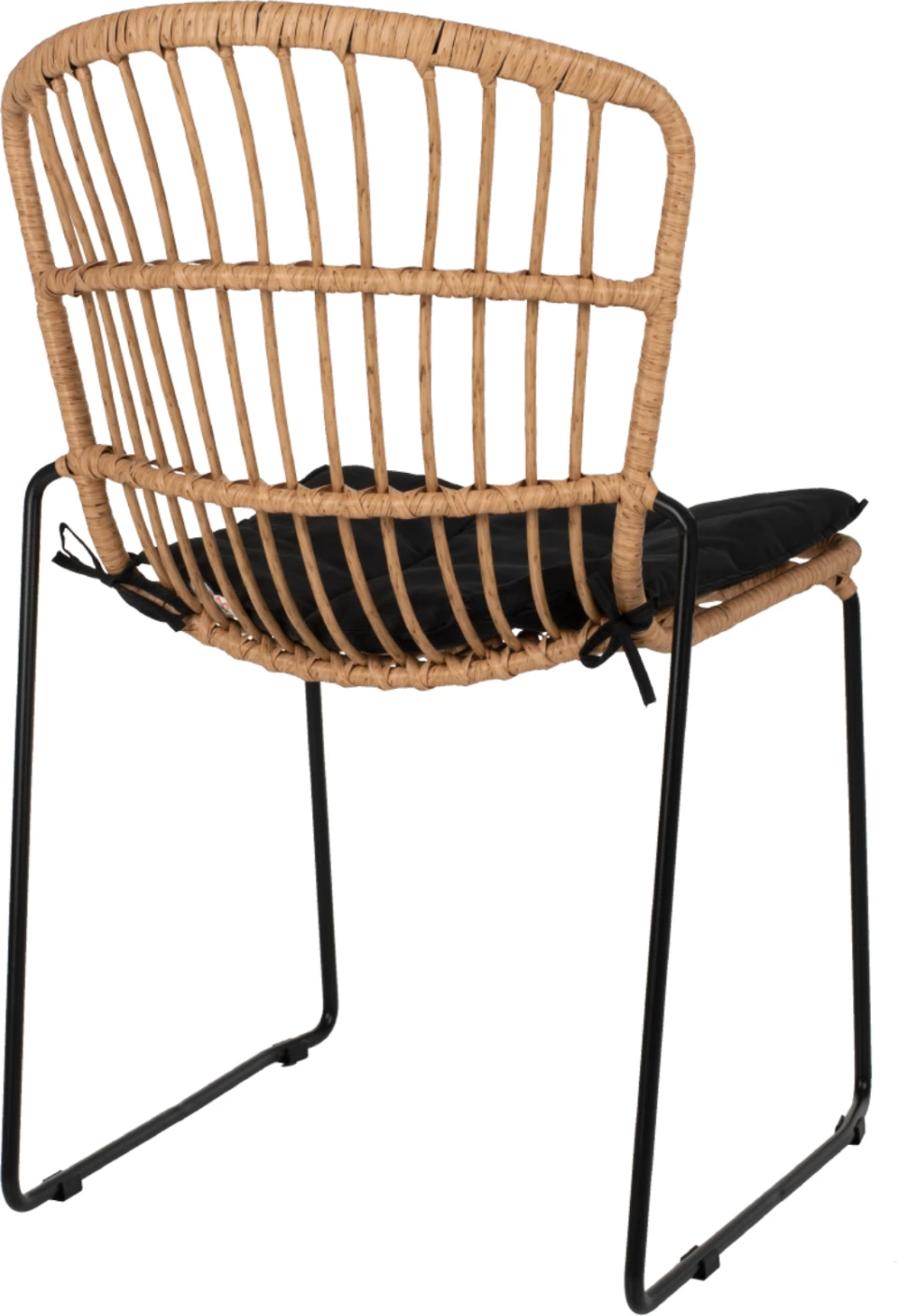 Karrige profesionale metalike, jastëk i zi, rattan natyral, 51.5x58x86 cm, FH5866.01