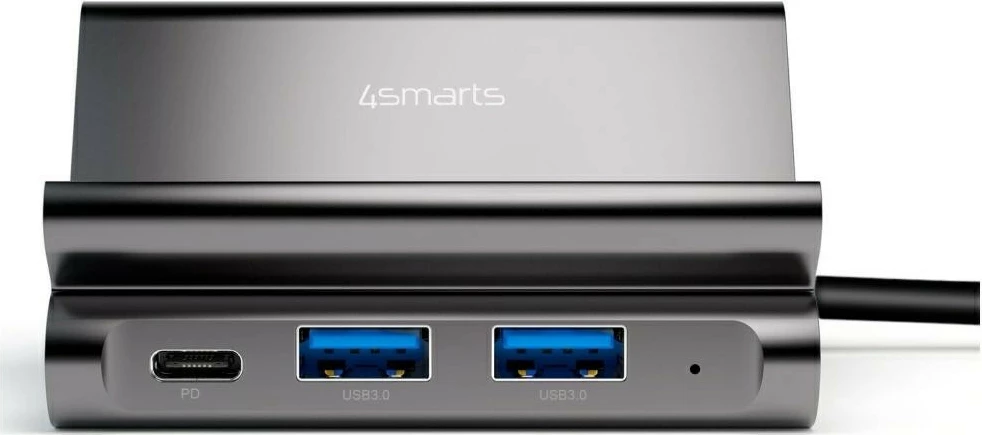 Mbajtës tavoline me hub 7-në-1, 4smarts 4SM000038, 2x USB-C, 2x USB-A, HDMI, SD, microSD, RJ45, DeX, gri