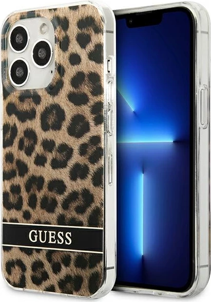Mbështjellës Guess GUHCP13LHSLEOW për iPhone 13/13 Pro 6.1", hardcase, Leopard, kafe