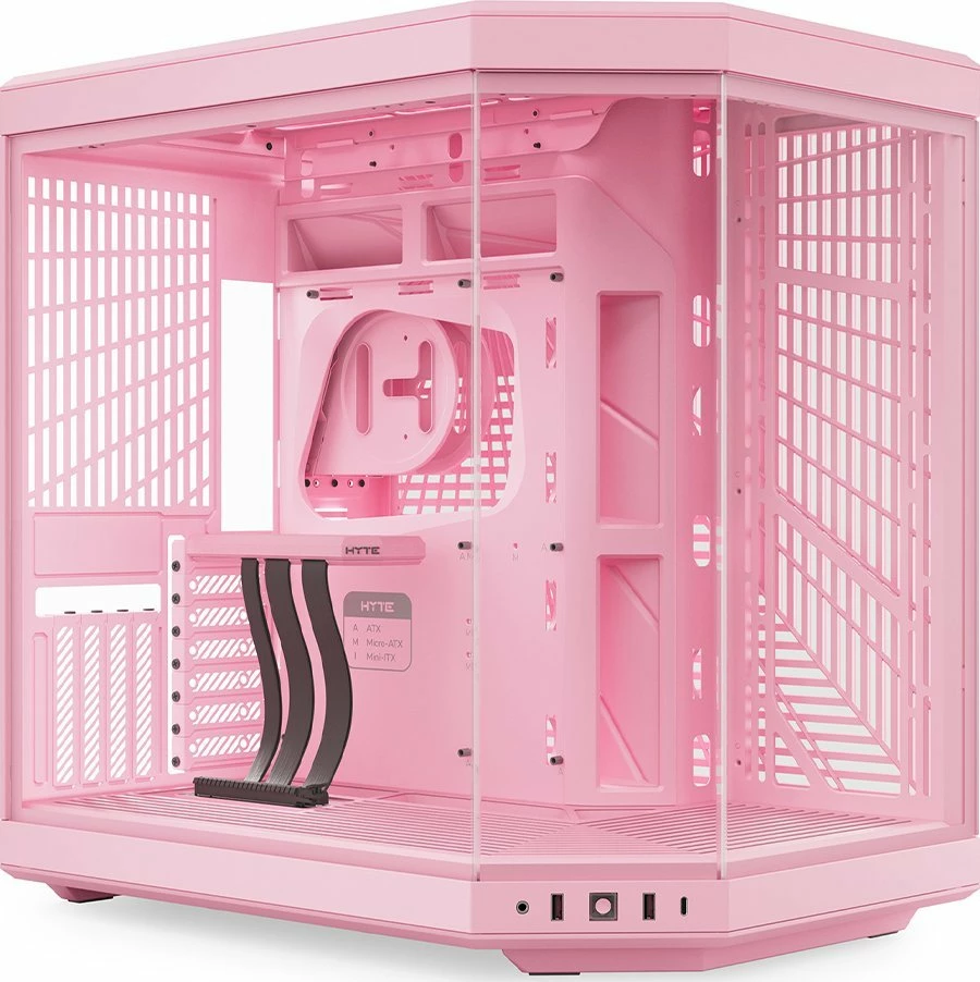 Kasë Hyte Y70 Strawberry Milk CS-HYTE-Y70-SM, Midi Tower ATX/e-ATX, PCIe 4.0 riser, USB-C, rozë