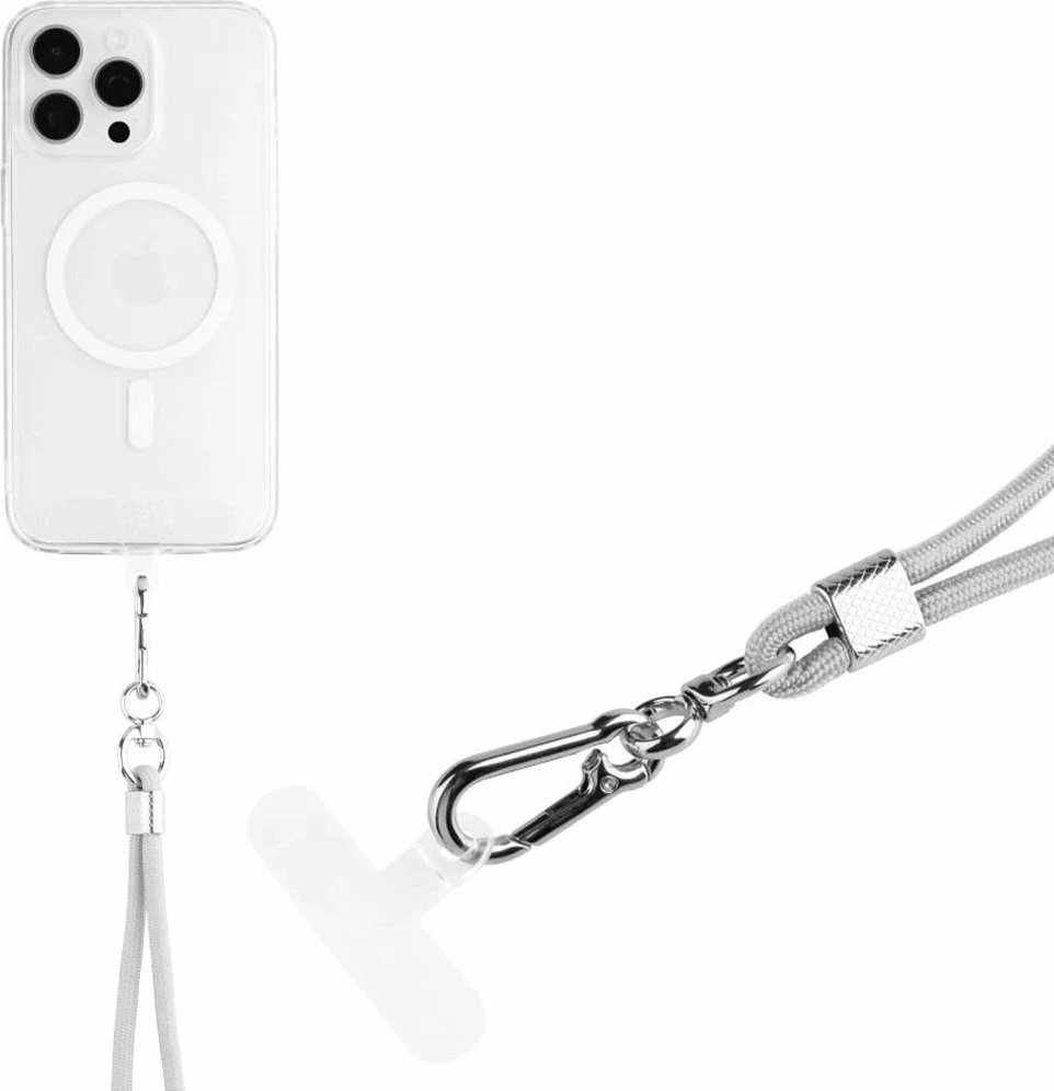 Lanyard për celular Fixed NeckUni 40-76 cm nylon universal, gri