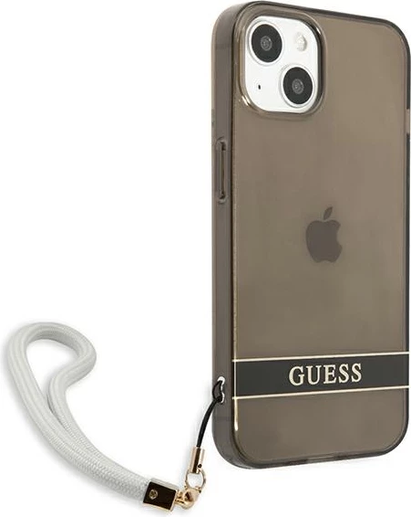 Mbështjellës Guess GUHCP13SHTSGSK për iPhone 13 mini 5.4", hardcase, me rrip, i zi