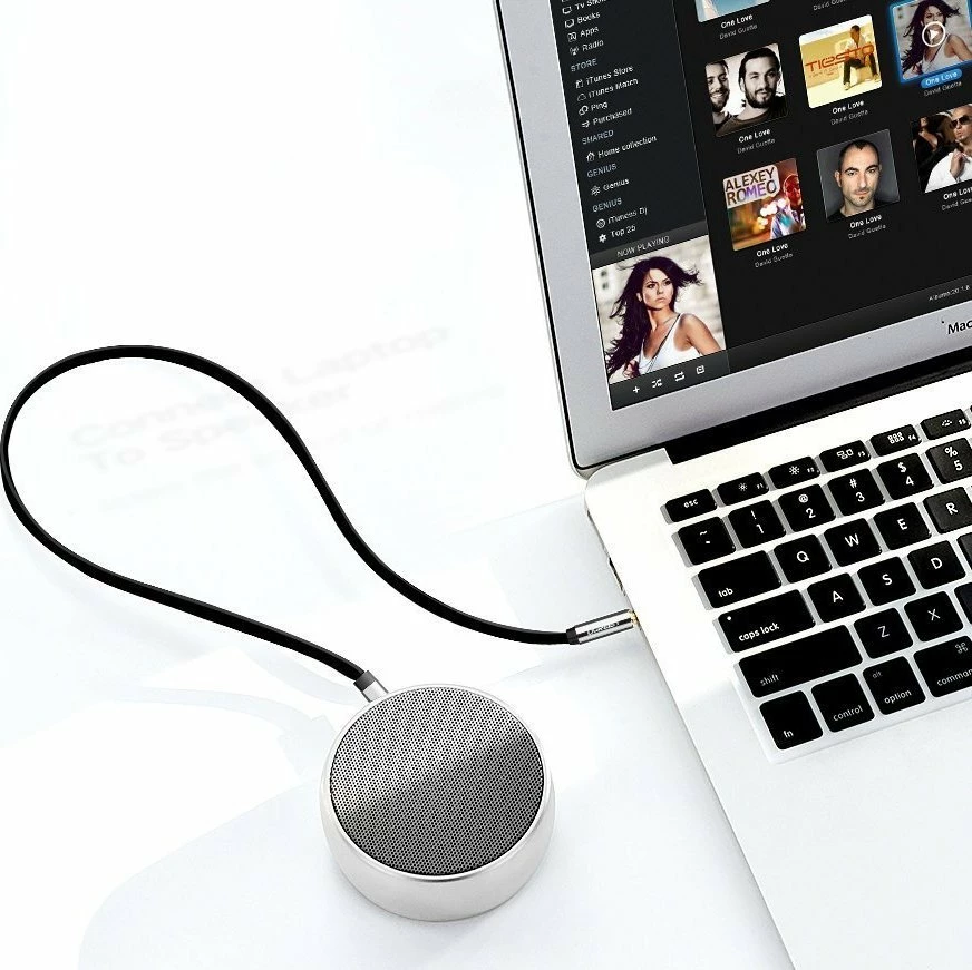 Kabllo AUX Ugreen AV119 mini jack 3.5mm në 3.5mm, e sheshtë, 0.5 m, e zezë