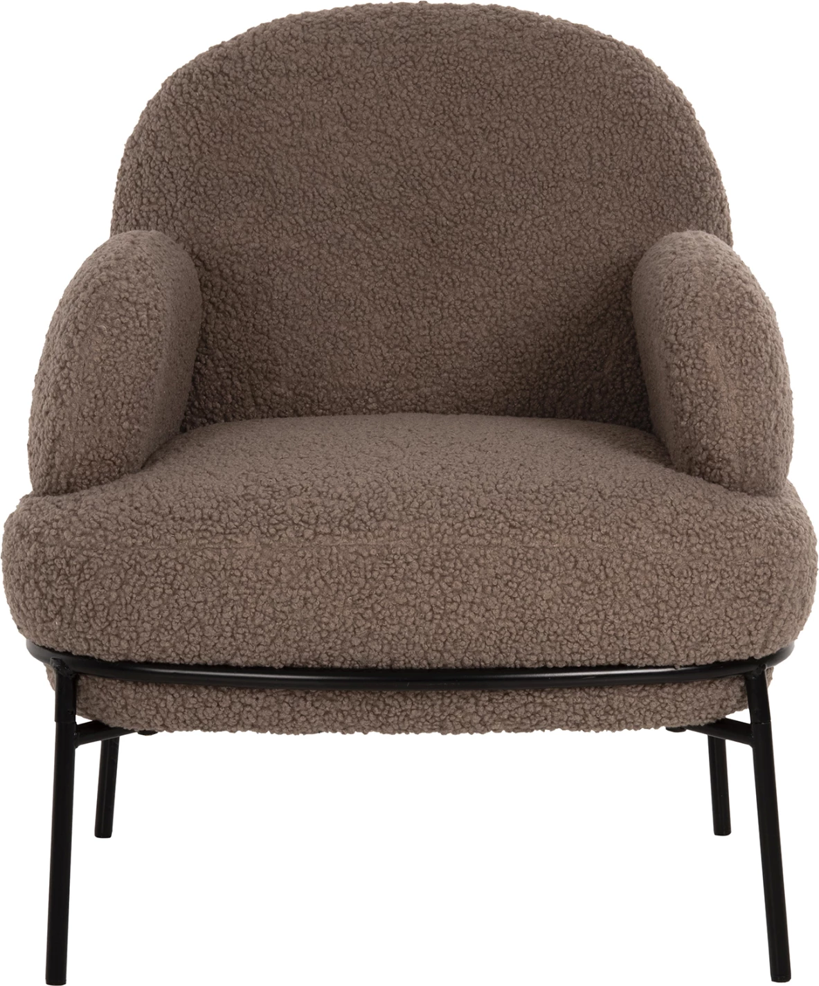 Karrige AGNES FH9525.25 ngjyrë kafe e çelët boucle, këmbë metali të zeza, 74x71x83H cm.