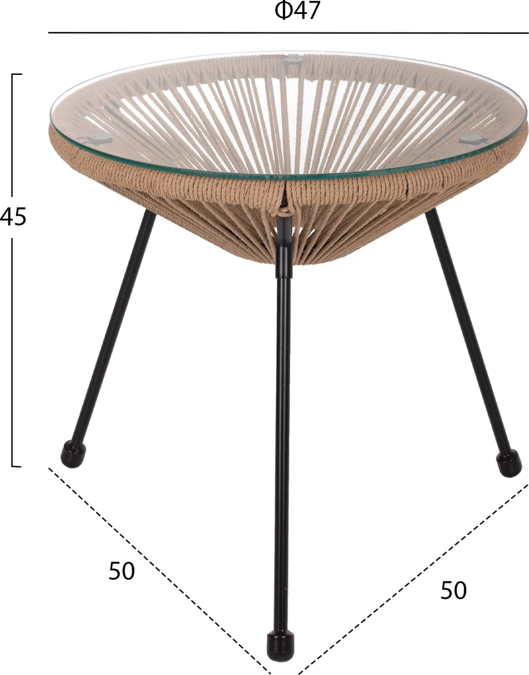 Tavolinë anësore profesionale ALLEGRA FH5873.01, D47Χ45Hcm, e zezë/ e kaftë