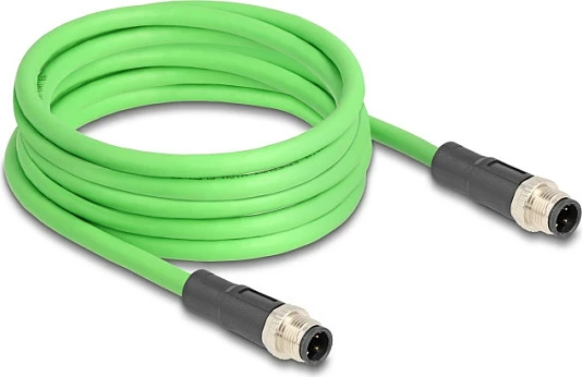 Kabllo Ethernet industriale DeLOCK M12 D-coded 4-pin mashkull-mashkull 5m, e gjelbër