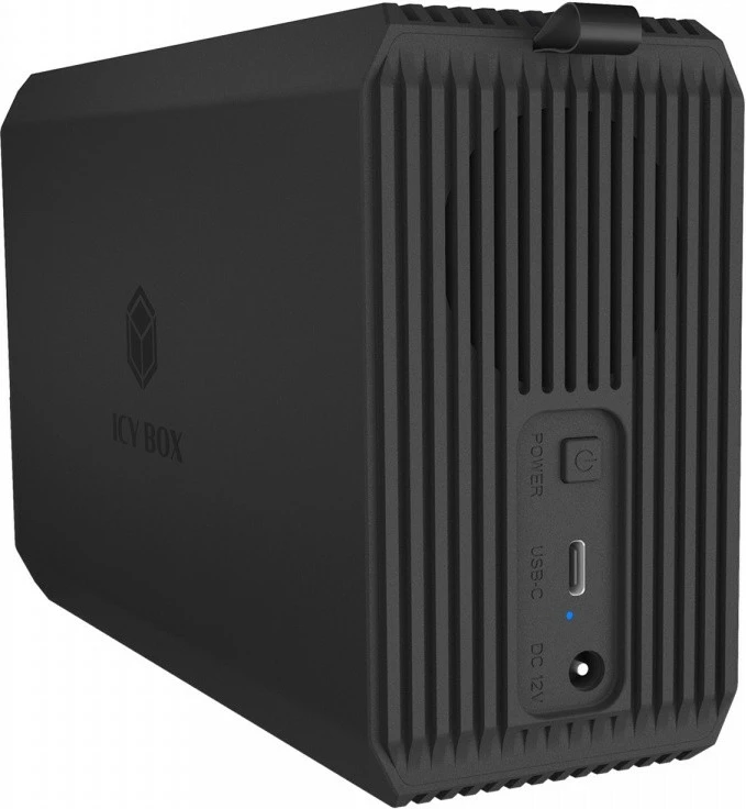 Kasë e jashtme RAID, Icy Box IB-RD3720-CU3, 2x 2.5"/3.5" SATA, USB 3.2 Gen 1 Type‑C 5 Gb/s, deri 60 TB, alumini, e zezë