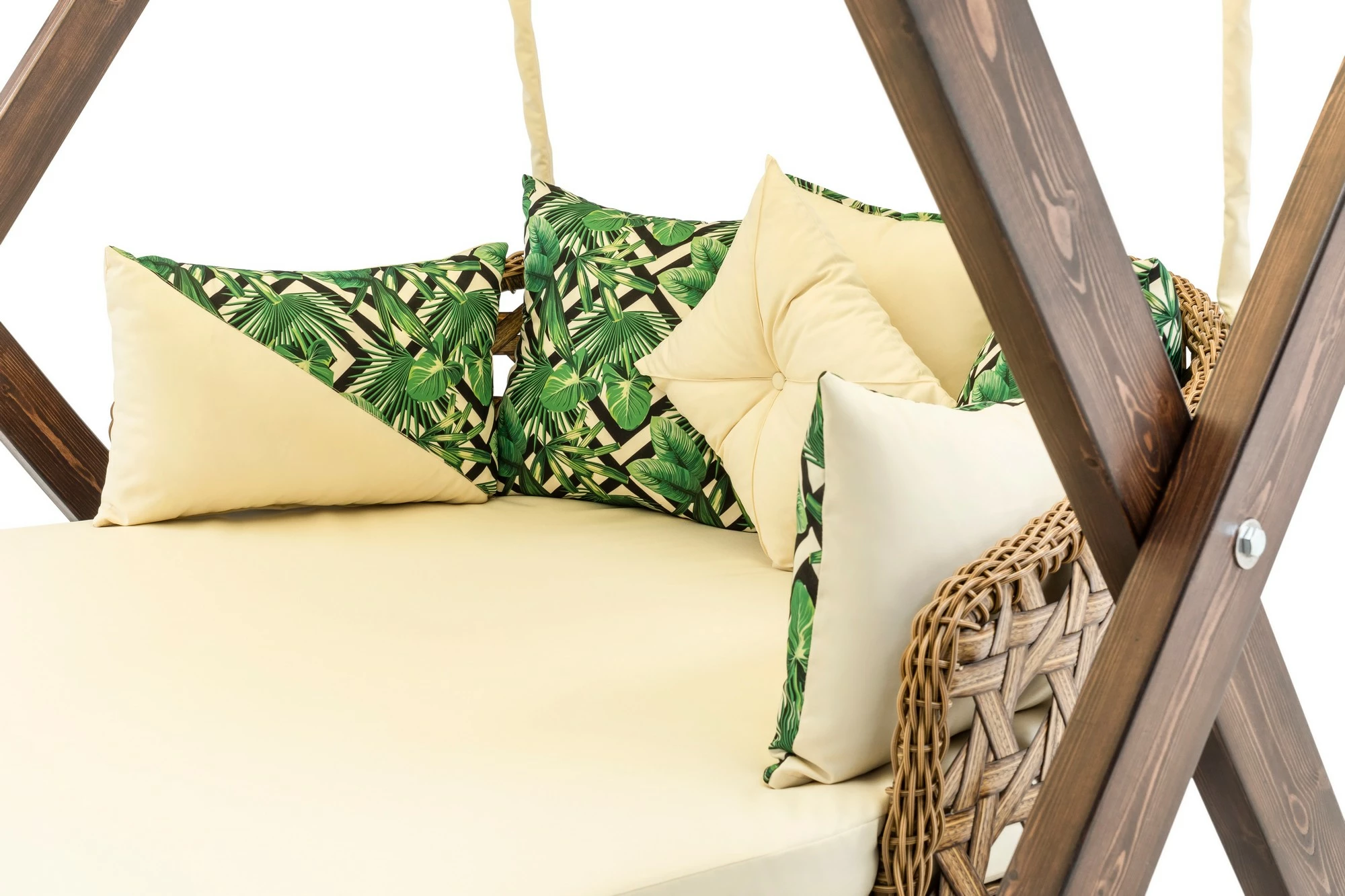 Karrige lëkundëse dyshe për kopsht, ngjyrë krem, Skye Decor Dominic