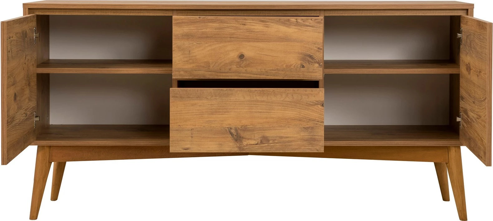 Set tavoline me karrige dhe konsol, zgjatues, 5 pjesë, Skye Decor, Vina 02 0701, ngjyrë lis Atlantik, gri