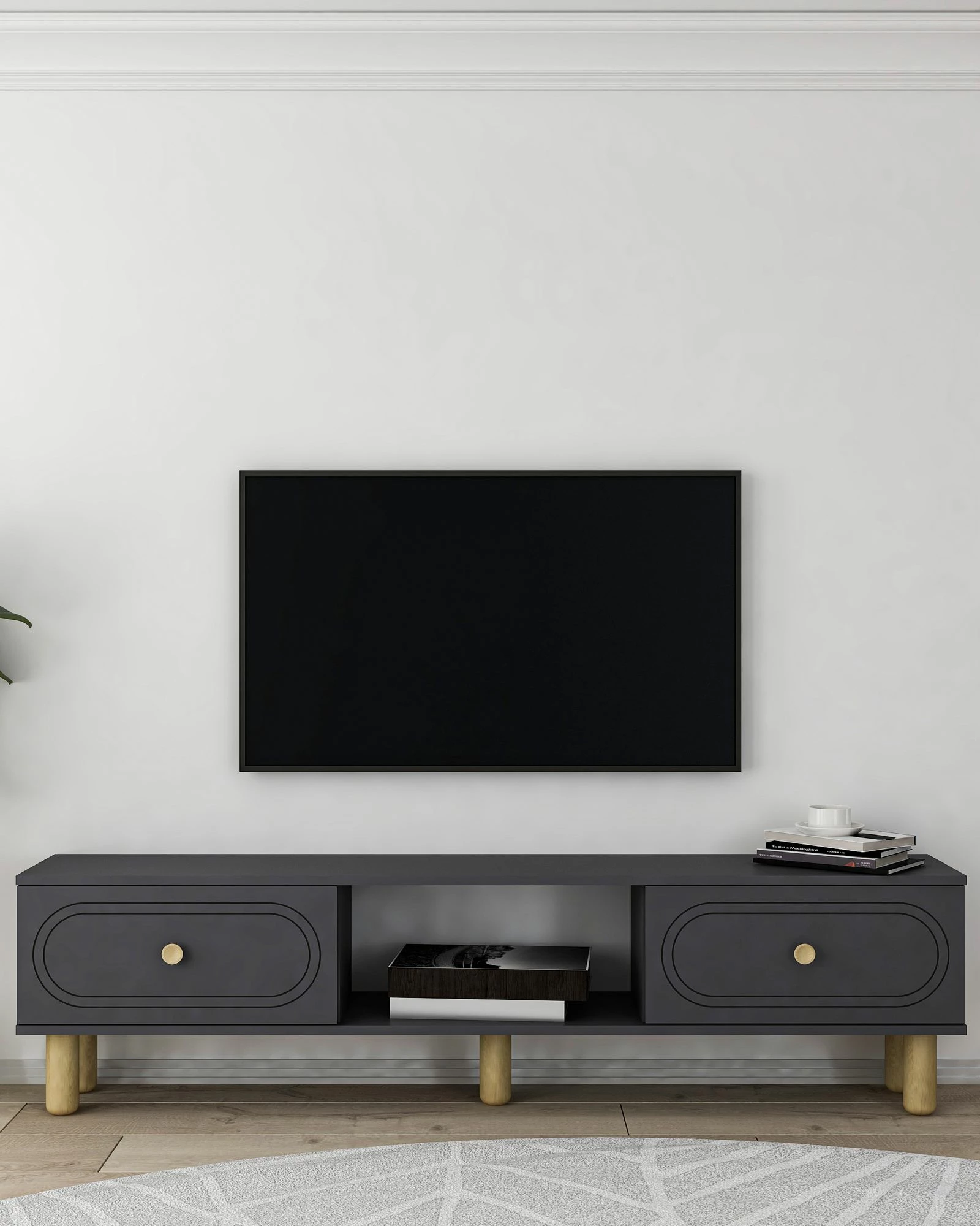 Komodë TV Skye Decor, ngjyrë antracit, Polen Bohem