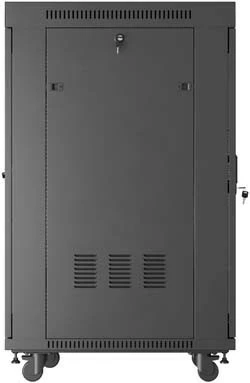 Kabinet rack LANBERG 19" 24U 600x800, qëndruese, dyer të perforuara, panel LCD, e zezë